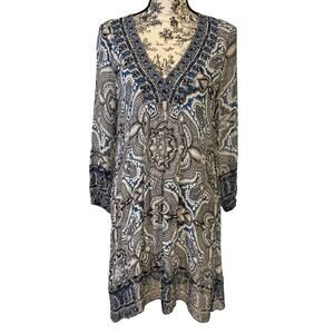 Joie Blue Paisley Embroidered Tunic Dress w/ Matching Slip‎ – X-Small